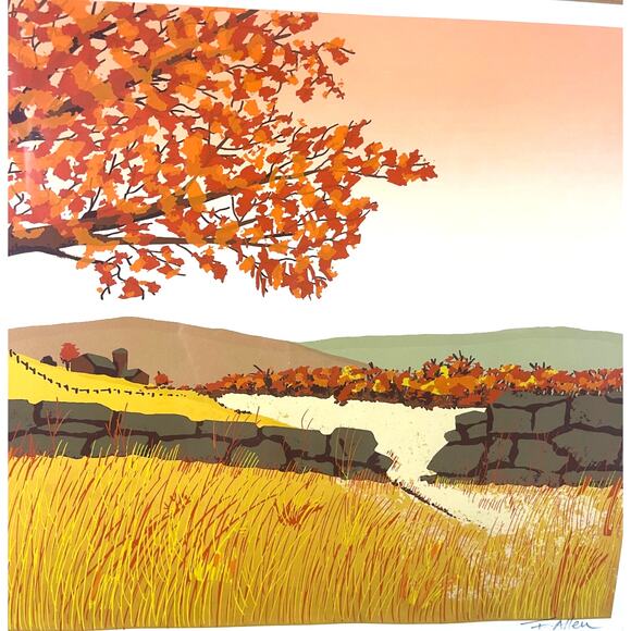 Autumn Landscape Lithograph Framed Artwork - Picture 5 of 9
